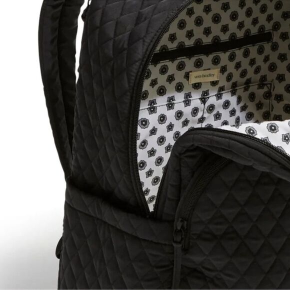 Vera Bradley Black Moonless Night Quilted Polyester Large Laptop Backpack 31 L - Picture 10 of 13